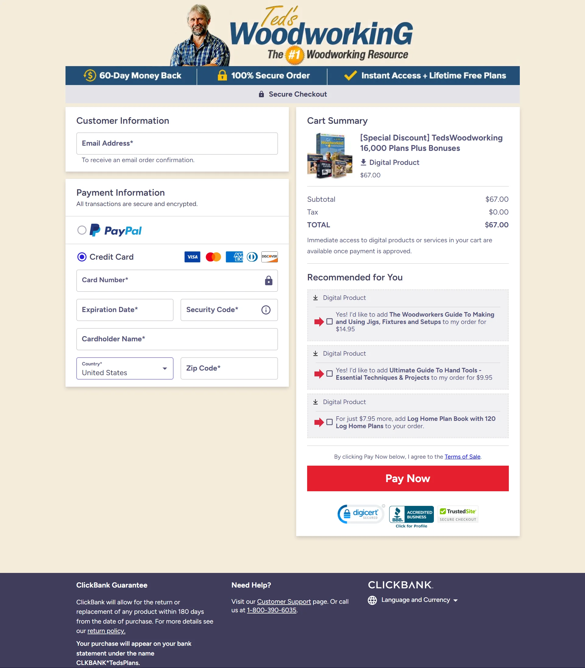 Teds Woodworking Checkout Page